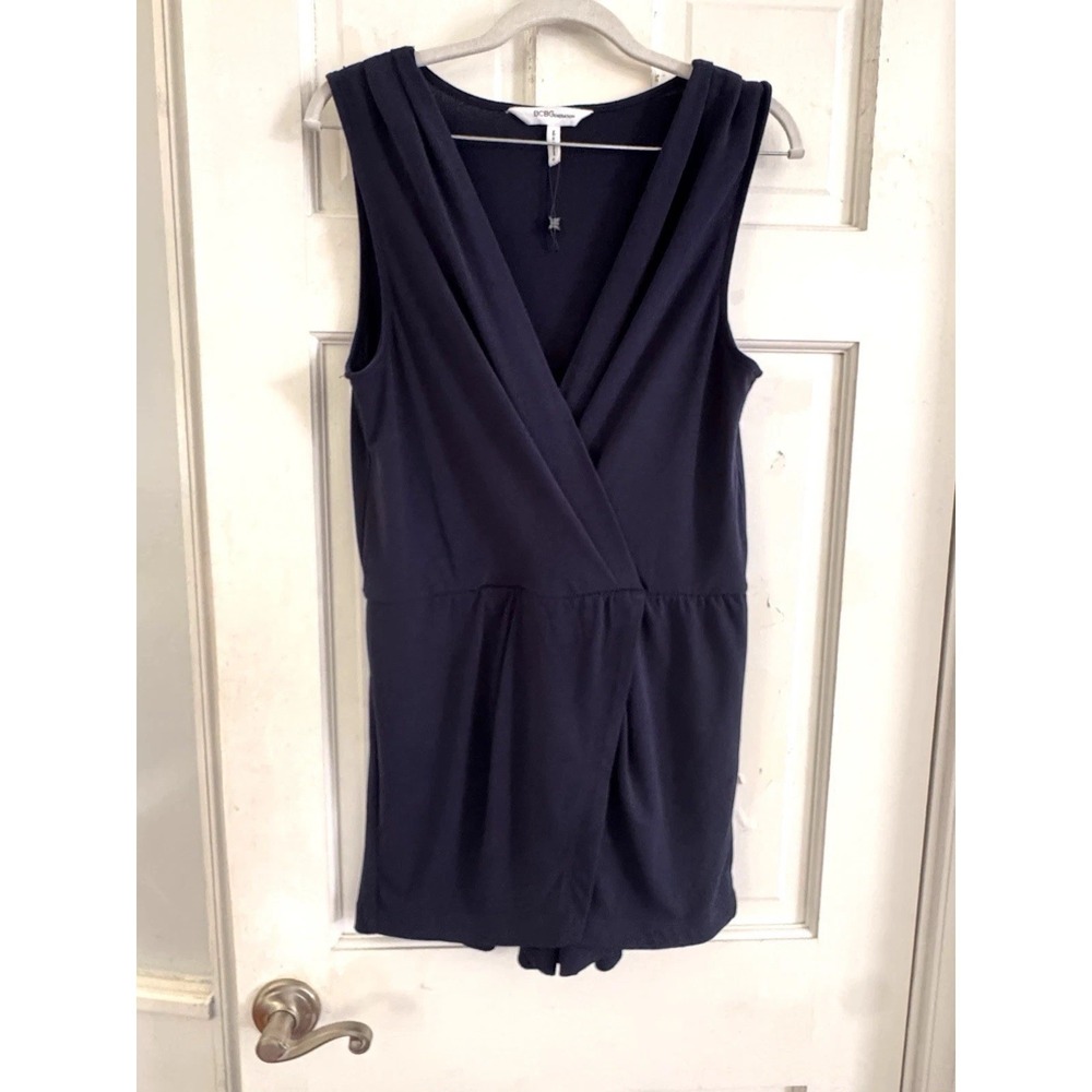 BCBG Generation Romper Women's M Navy Wrap Front Sleeveless Dressy‎